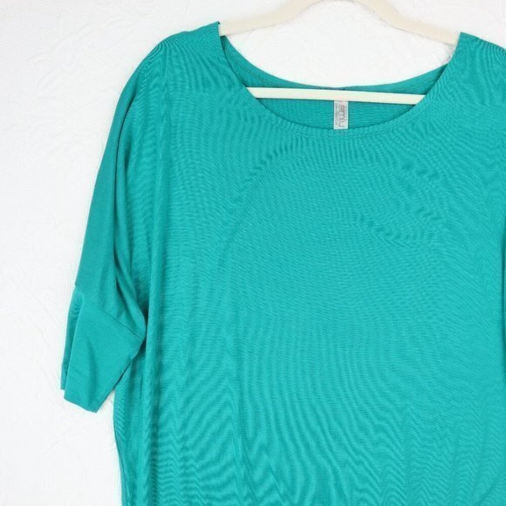 Rayon Stretch Top Casual Drape Tee Shirt Dolman Sleeve Banded Waist Blouse Large